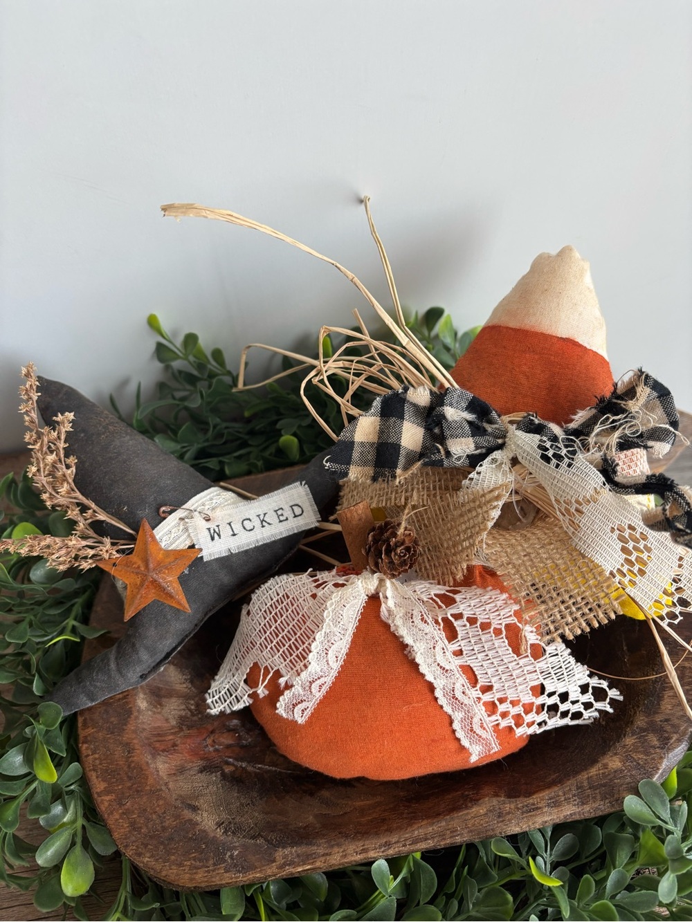 Rustic Farmhouse Pumpkin Bowl -Fillers Fall Accents Set 3 NEW Custom Final Sale
